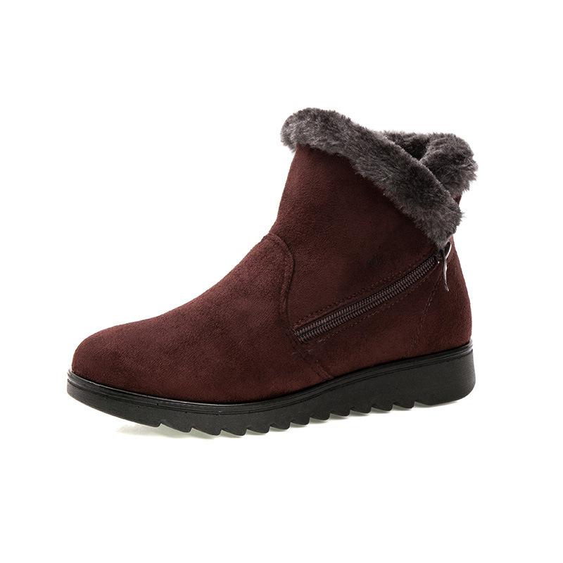 Dropshipping bottines décontractées pour femme, bottes d'hiver pour femme 2021, nouvelle mode, antidérapantes, chaudes, en peluche, avec fermeture éclair, bottes de neige pour femme