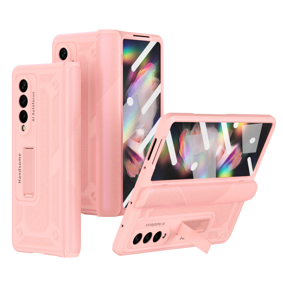 Étui de luxe avec charnière, béquille et support magnétique en métal pour Samsung Galaxy Z Fold3 5G