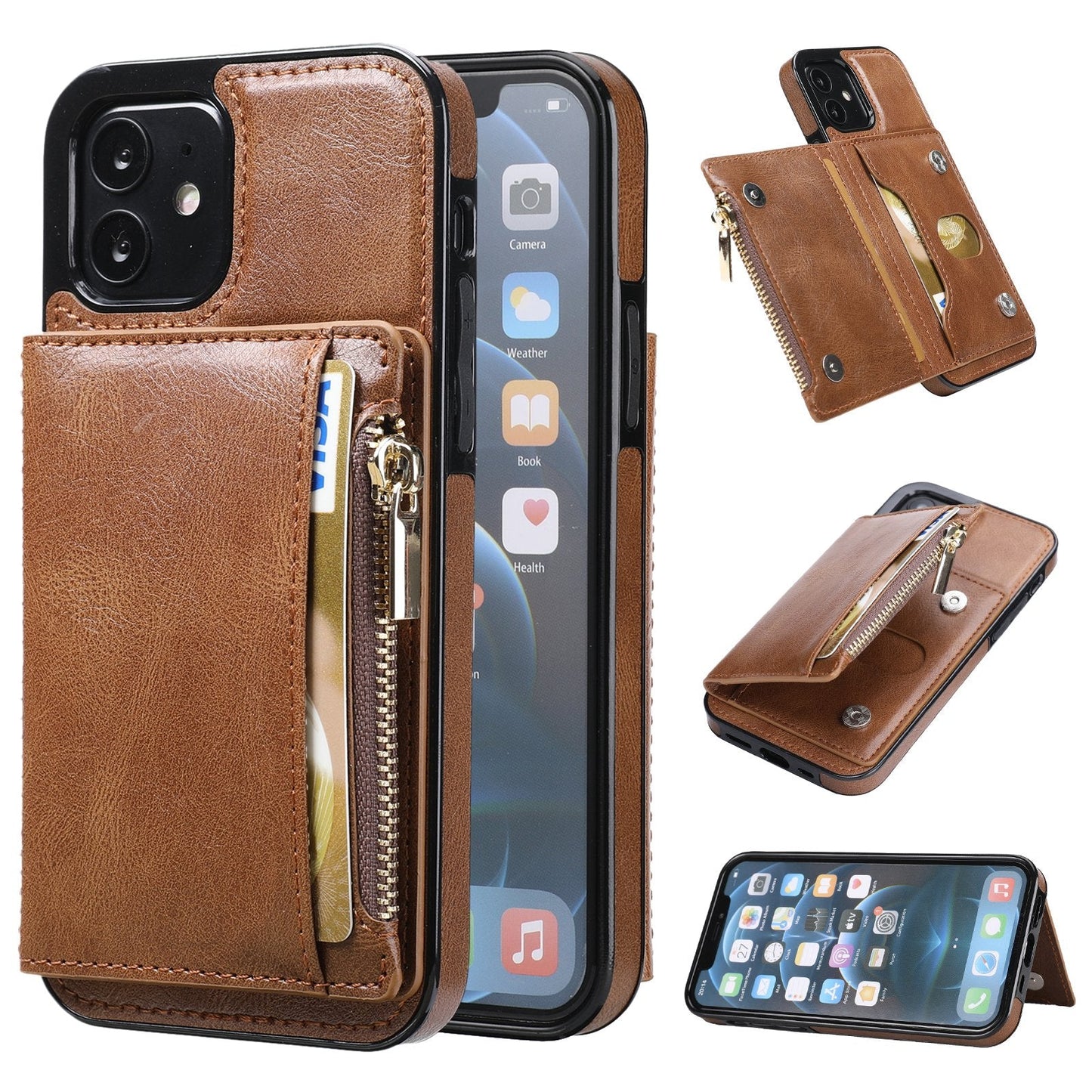 New Upgrade Multifunctional Wallet Zipper Phone Case For iPhone