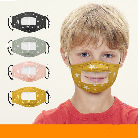 Masque en coton avec fenêtre transparente antibuée pour enfant