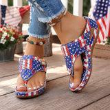 USA 250th Anniversary Patriotic Platform Sandals with Star & Stripe Print