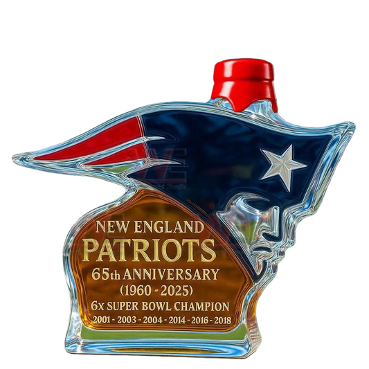 New England Patriots 65th Anniversary 1960-2025 Custom Whiskey Bottle