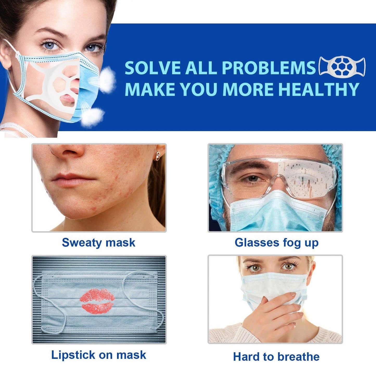Support de masque facial 3D souple pour plus d'espace de respiration