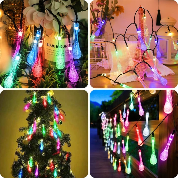 Guirlande Lumineuse Solaire Goutte d'Eau 8 Modes