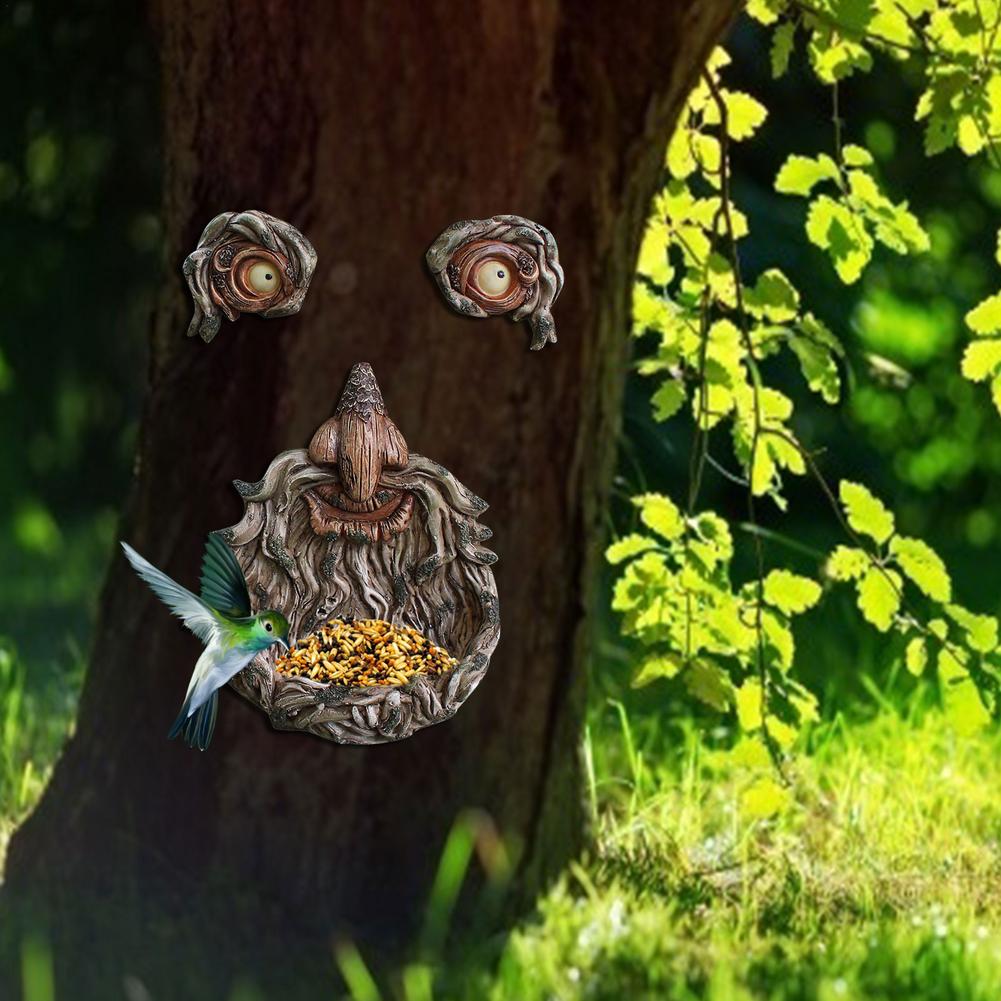 Art de jardin pour arbres d'extérieur – Décorations en résine visages de vieil homme barbu