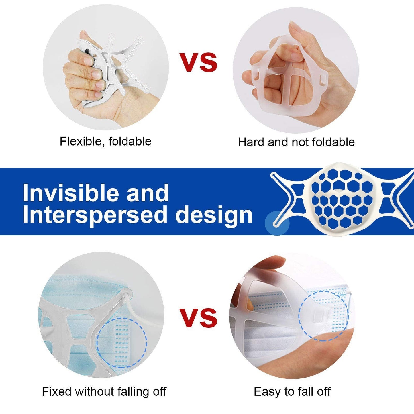 Masque facial 3D en silicone souple de 7e génération - Empêche la buée sur les lunettes