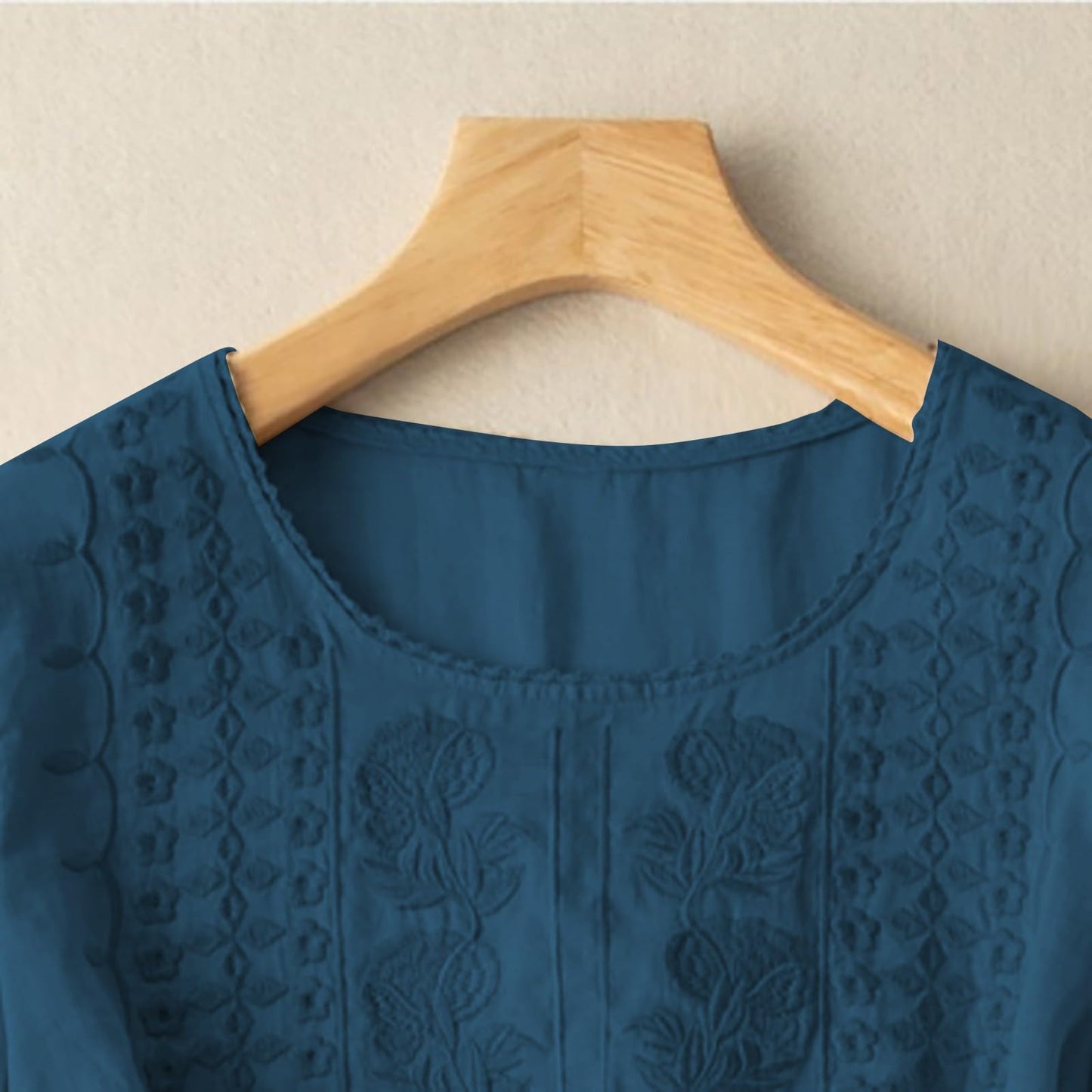 Linen Blouses for Women – 3/4 Sleeve Boho Embroidered Tops