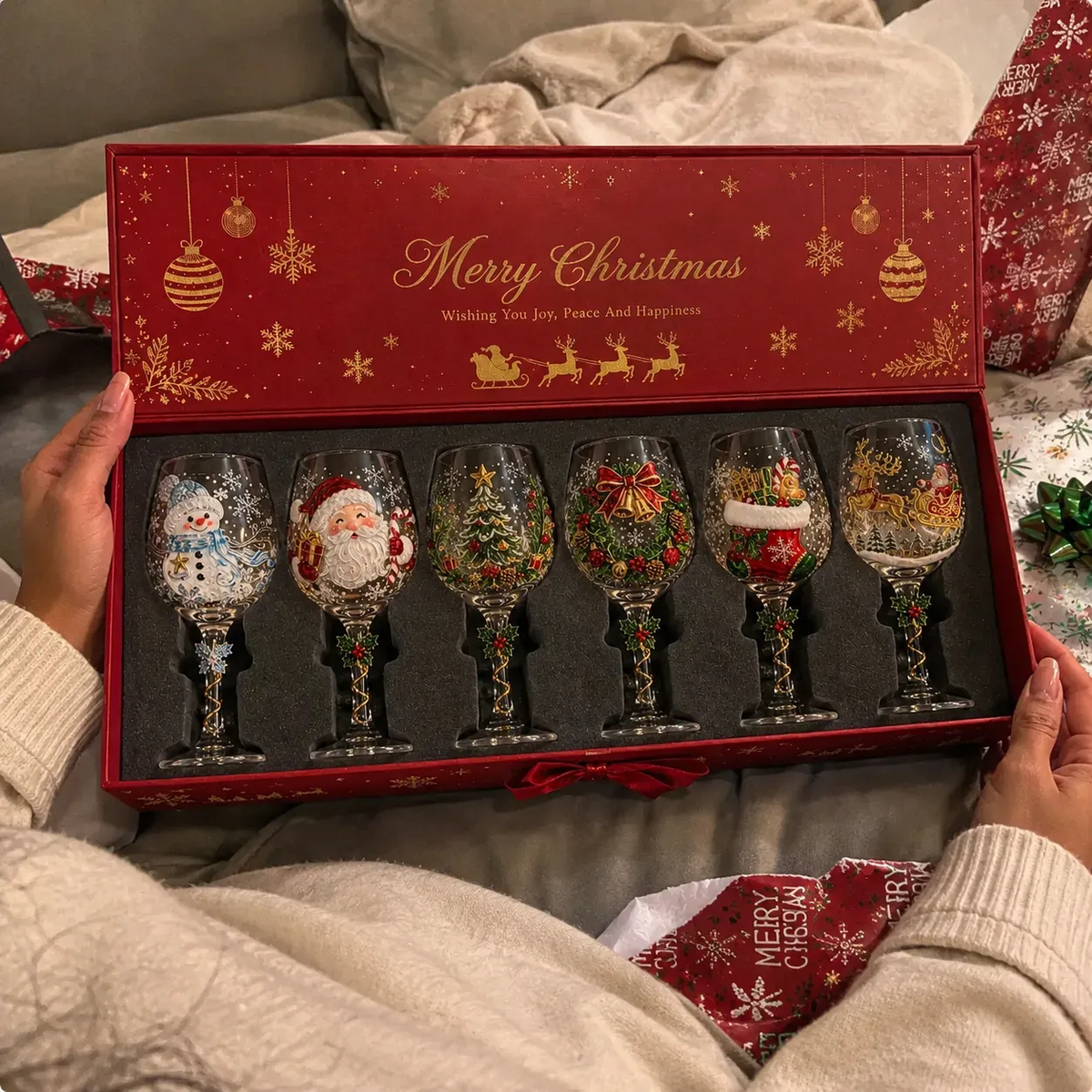 Christmas Wine Glass Set