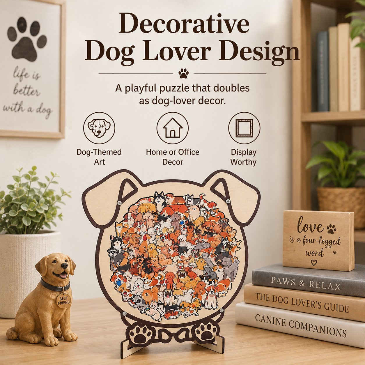 🐶🐱Wooden Dog Jigsaw Puzzle