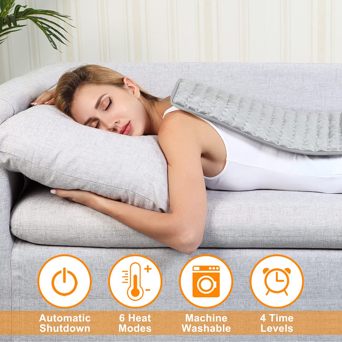 Coussin chauffant électrique, coussin chauffant pour le dos et les douleurs musculaires