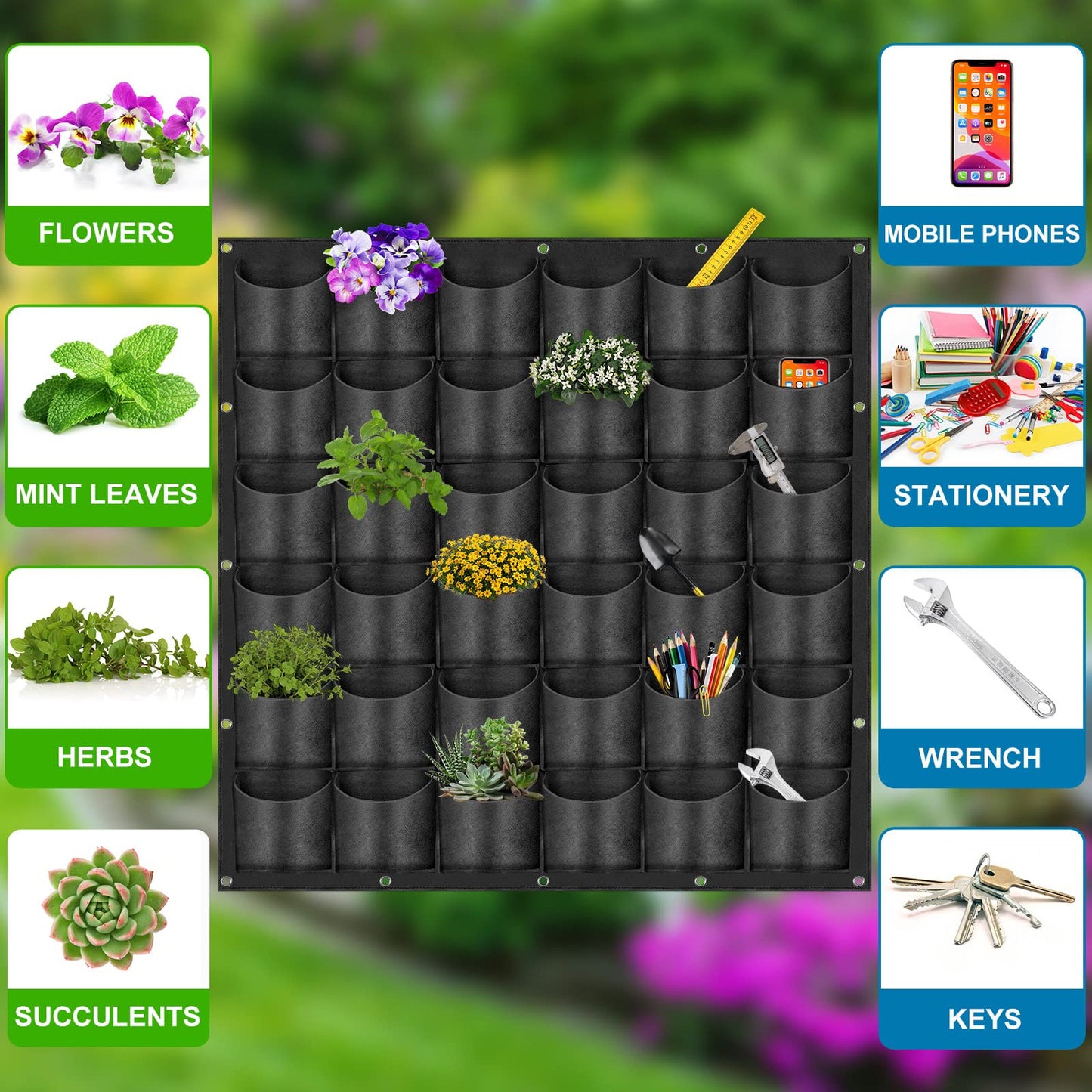 Sacs de plantation suspendus verticaux muraux pour plantes