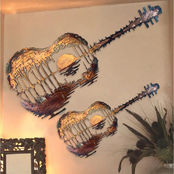 Guitare abstraite en métal faite à la main | Artiste guitariste