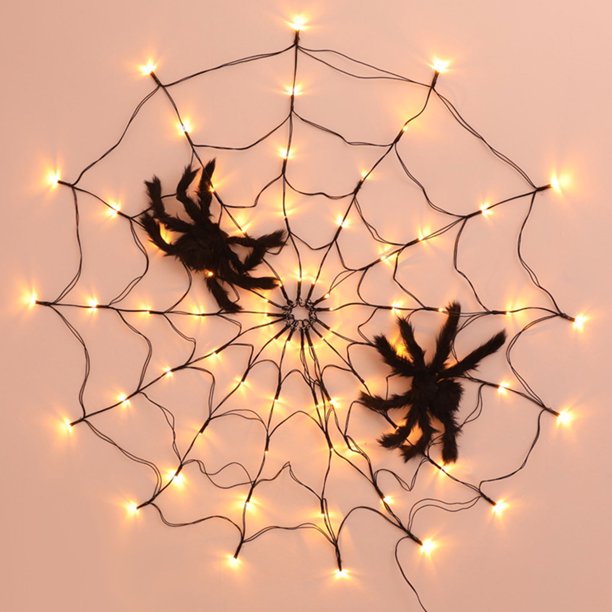 Toile d'araignée décorative lumineuse d'Halloween - Guirlande lumineuse LED