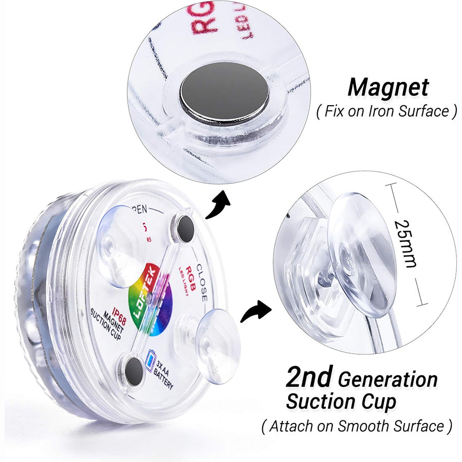 Lumière LED étanche à ventouse magnétique avec télécommande