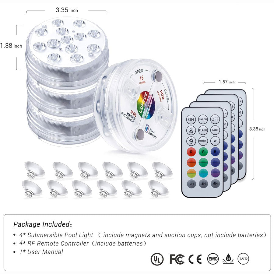 Lumière LED étanche à ventouse magnétique avec télécommande