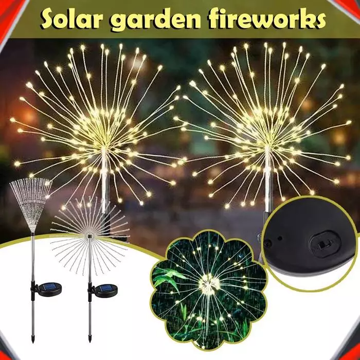 Lumière Solaire Extérieure Étanche Feux d'Artifice de Jardin - 150 LED