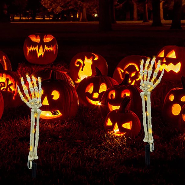 Décorations d'Halloween Lumières de Bras de Squelette Plantables