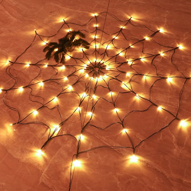 Toile d'araignée décorative lumineuse d'Halloween - Guirlande lumineuse LED