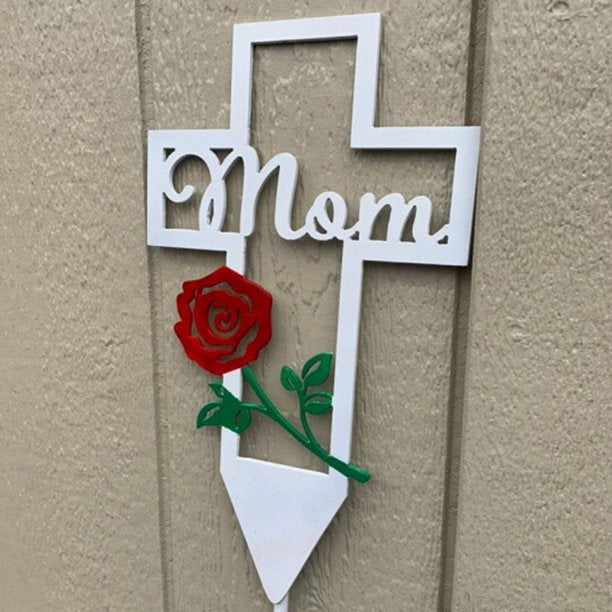 Metal Hollow Cross Stake Relatives Cemetery Ornament