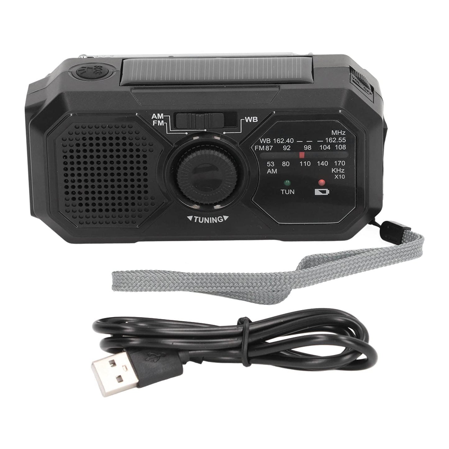 Radio météo d'urgence AM/FM/NOAA à manivelle solaire