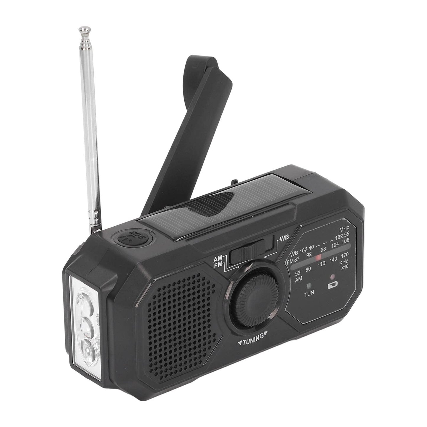 Radio météo d'urgence AM/FM/NOAA à manivelle solaire