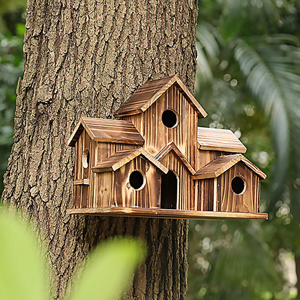 Niche à oiseaux artisanale à 6 trous - CADEAU POUR LES AMOUREUX DE LA NATURE