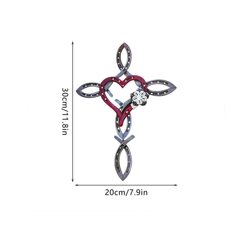 Croix en fer à cheval naturel avec cœur