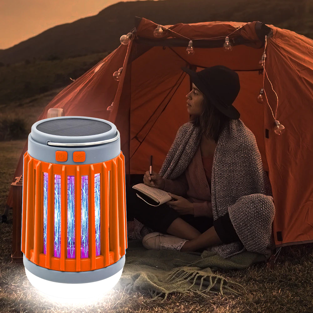 Lampe anti-moustiques solaire 2-en-1 LED USB