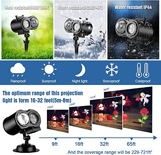 Projecteur lumineux d'Halloween 2 en 1 avec 16 motifs et effet vagues de l'océan