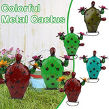 Metal Cactus Yard Art Decor Colorful Hand Painted Garden Metal Art