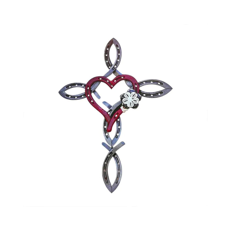 Croix en fer à cheval naturel avec cœur