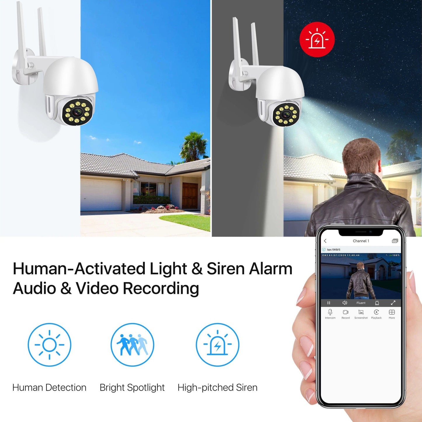 Caméra de Surveillance Domestique Extérieure PTZ WiFi
