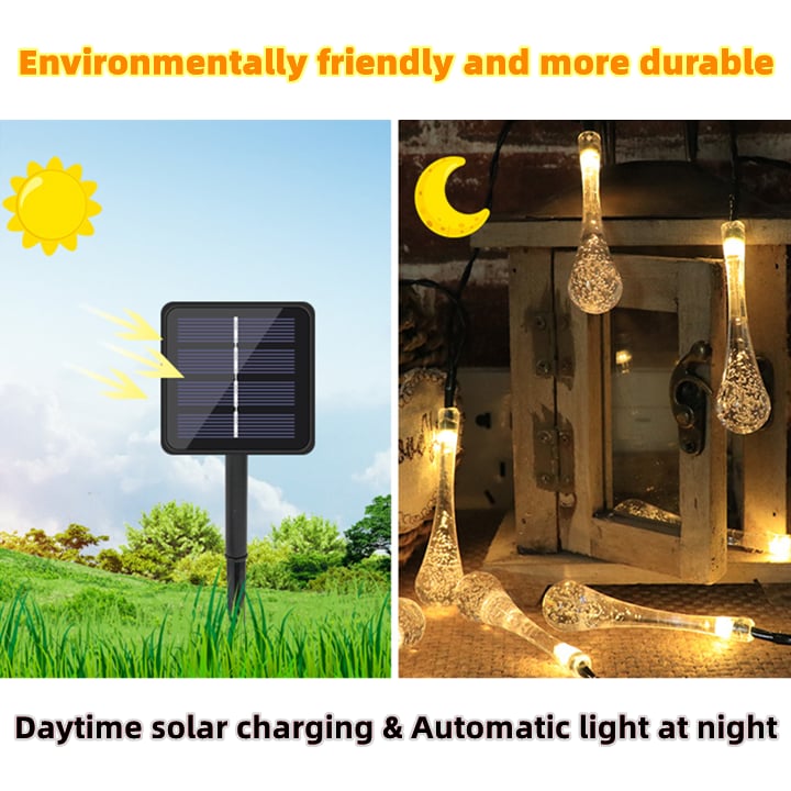Guirlande Lumineuse Solaire Goutte d'Eau 8 Modes
