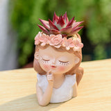 Little Girl Resin Flower Pot