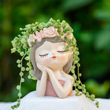 Little Girl Resin Flower Pot