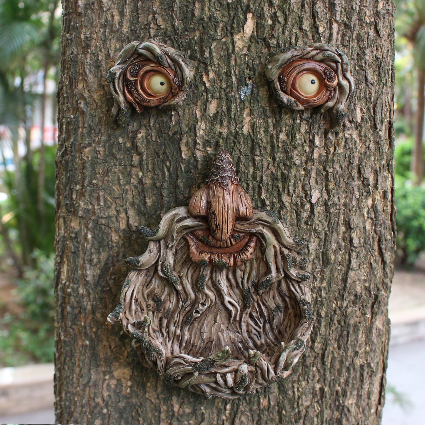 Art de jardin pour arbres d'extérieur – Décorations en résine visages de vieil homme barbu