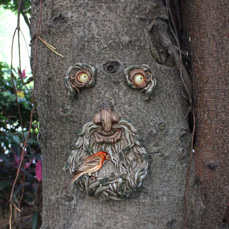 Art de jardin pour arbres d'extérieur – Décorations en résine visages de vieil homme barbu