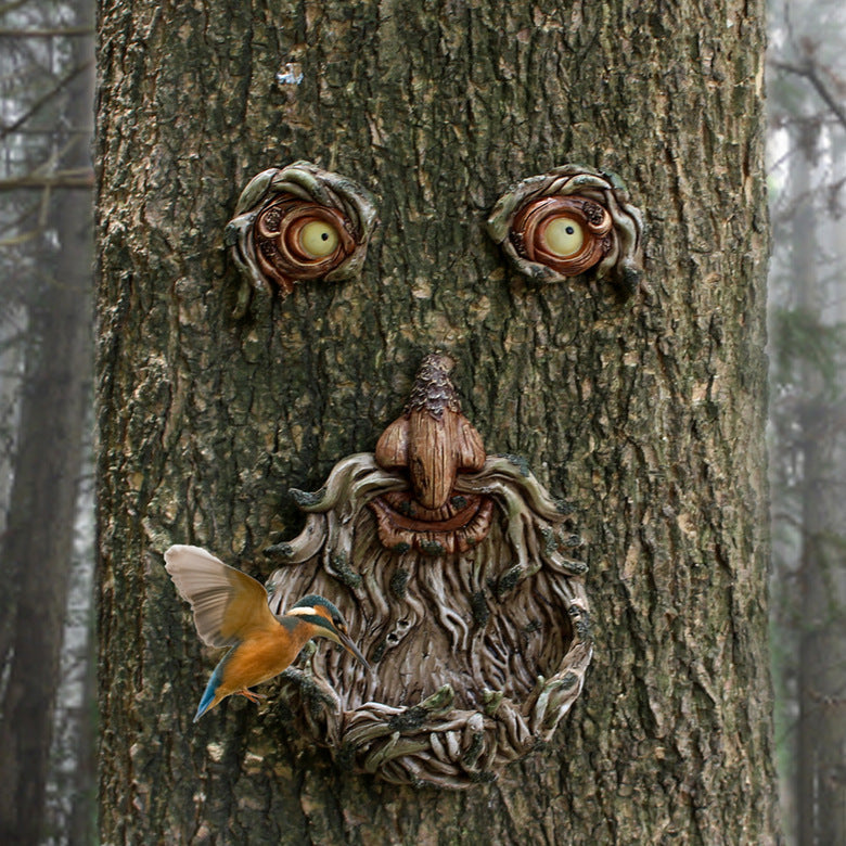 Art de jardin pour arbres d'extérieur – Décorations en résine visages de vieil homme barbu