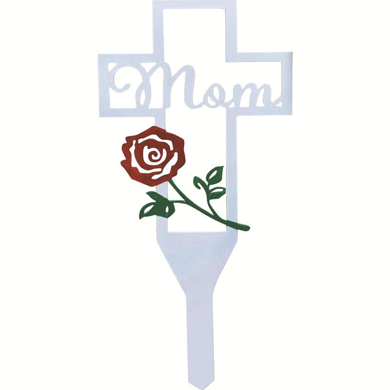 Metal Hollow Cross Stake Relatives Cemetery Ornament