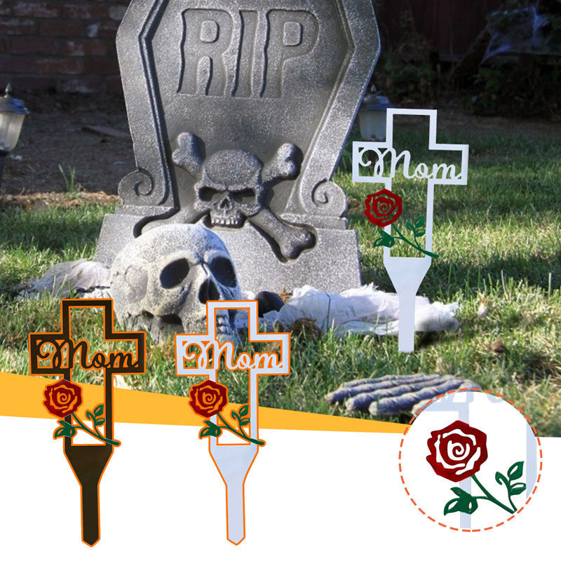 Metal Hollow Cross Stake Relatives Cemetery Ornament