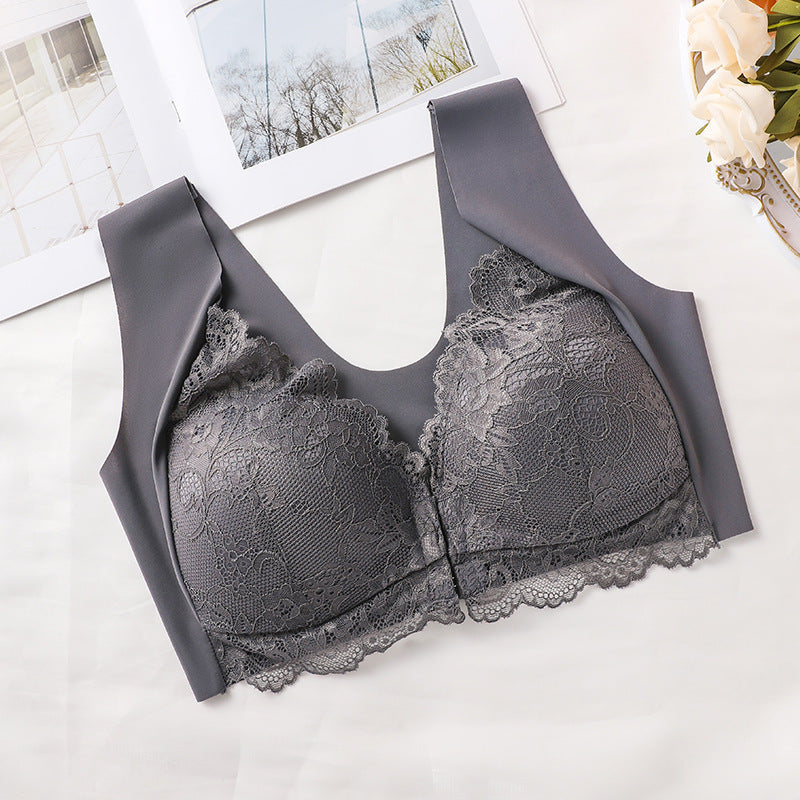 Yifare【50-110KG】Soutien-gorge push-up à fermeture avant en dentelle grandes tailles