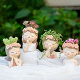 Little Girl Resin Flower Pot