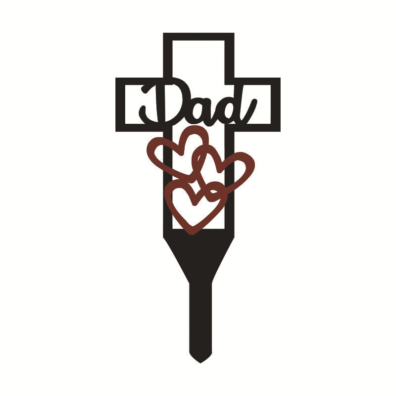Metal Hollow Cross Stake Relatives Cemetery Ornament