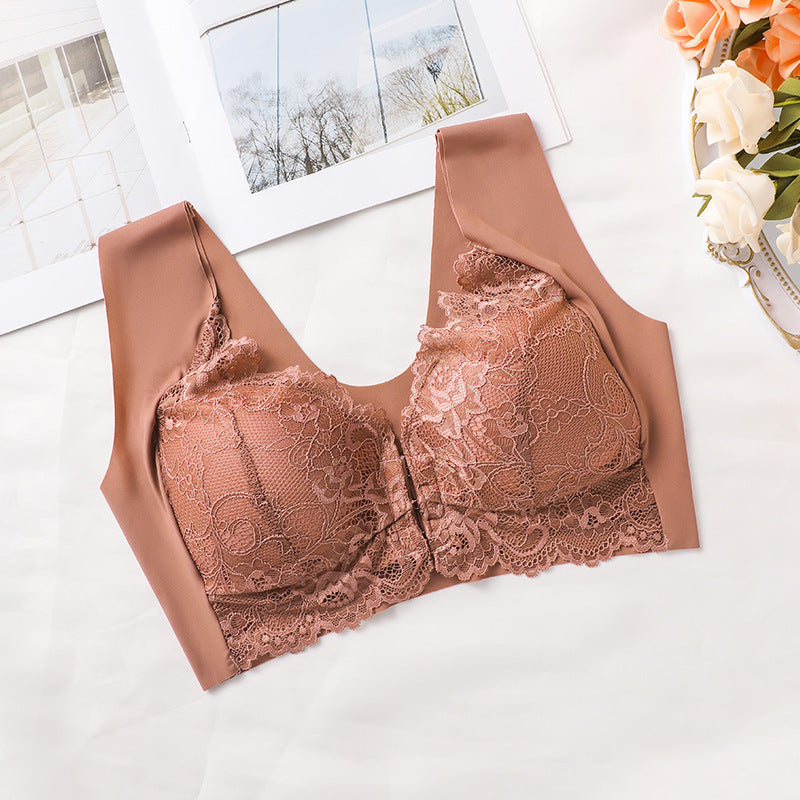 Yifare【50-110KG】Soutien-gorge push-up à fermeture avant en dentelle grandes tailles