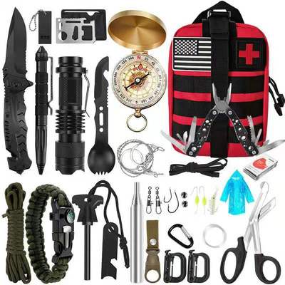 Kit de survie d'urgence pour le camping Trousse de secours professionnelle Outils tactiques SOS Stylo pointeur laser pour le tourisme