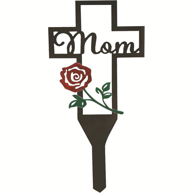Metal Hollow Cross Stake Relatives Cemetery Ornament