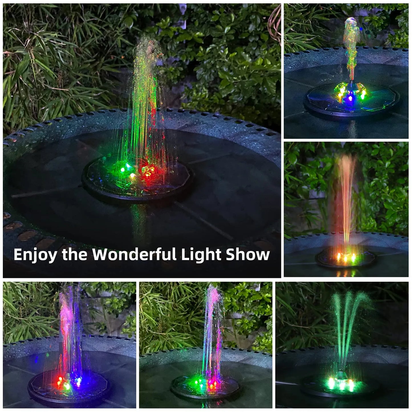 Fontaine d'eau solaire Sherem à LED