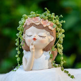 Little Girl Resin Flower Pot