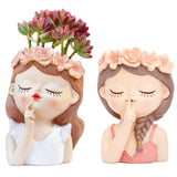 Little Girl Resin Flower Pot
