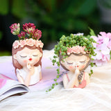 Little Girl Resin Flower Pot